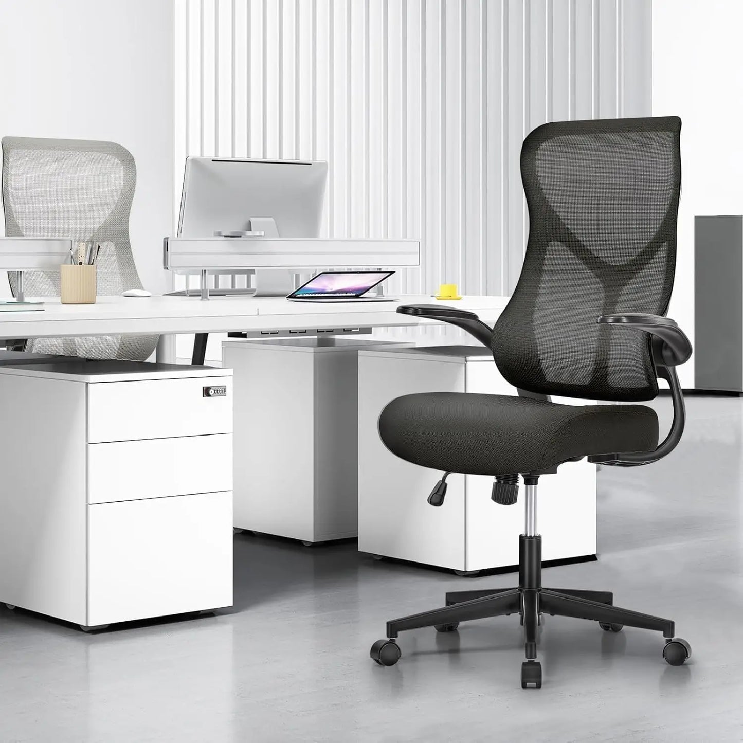 Aptliton Ergonomic Office Chair with Breathable Mesh Back, Thick Padded Seat, Adjustable Height & Tilt Lock, Swivel Computer Des