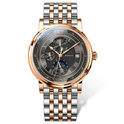 BORMAN BM3868 New 40mm Luxury Men Automatic Mechanical Men's Watches Sapphire Multi-function Waterproof Moon Phase Clocks