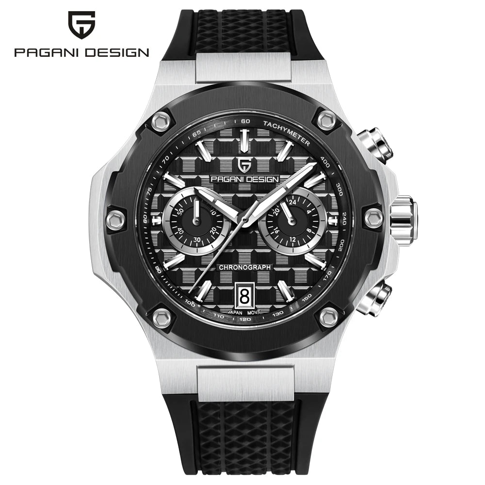 Relojes de cuarzo para hombre PAGANI DESIGN: cronógrafo deportivo de lujo, hermético, con agujas luminiscentes y cristal de zafiro con tratamiento antirreflectante