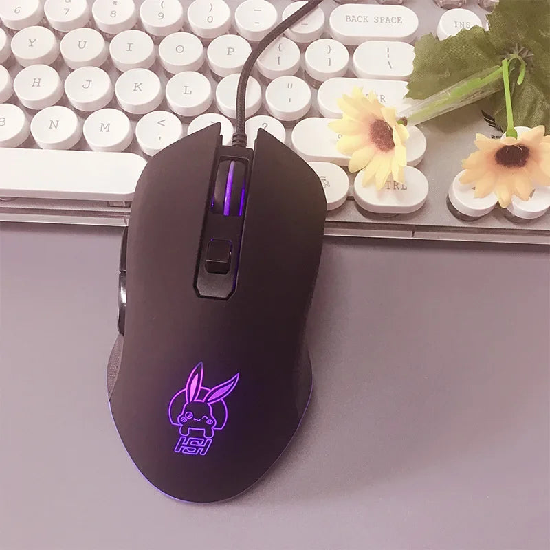 Ratón luminoso de colores con silencio USB-C para portátil Type-C, ratón gaming