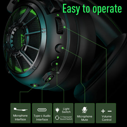 Oneodio EKSA StarEngine Pro Wired Gaming Headset 7.1 Surround PC Headphones Gamer With ENC Mic USB/Type C/3.5mm for PS4 PS5 Xbox