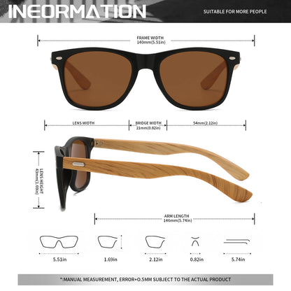 4PCS Bamboo Texture Square Sunglasses UV400, Fashion Unisex Classic - Lightweight for Casual Wear & Holidays