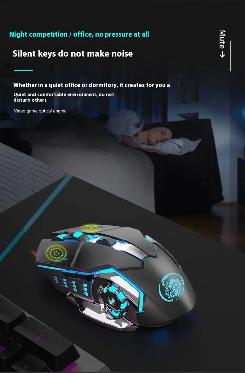 Q13 2.4G Bluetooth Wireless Mouse RGB Backlight DPI Adjustable 6 Keys USB Rechargeable Mechanical E-Sports Mouse for PC Laptop