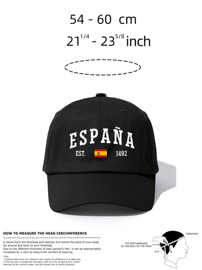 1pc ESPANA Print Baseball Cap for Adults,Minimalist Retro Style Casual Soft Adjustable Dad Hat,Perfect As Gift