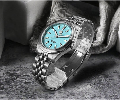 San Martin 39mm Miyota 90S5 Enamel Dial GADA Wristwatch Automatic Mechanical Sapphire BGW-X1 10Bar 5-Link Bracelet  SN0144CG-7