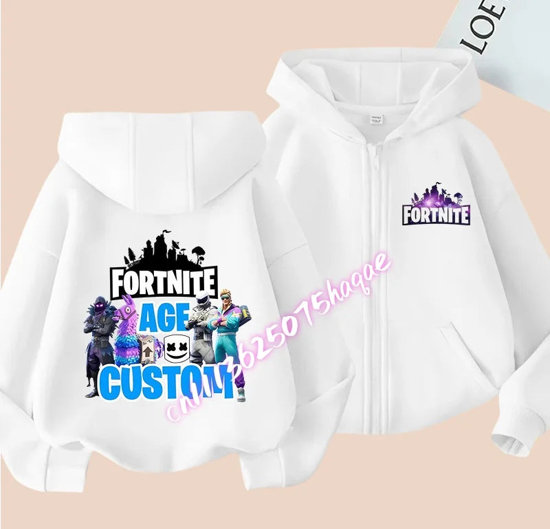 Giacca outdoor per bambini Cartoon FORTNITED per bambina e bambino, felpa cappotto, giacca a vento leggera di alta qualità, giacca autunnale con zip, abbigliamento top