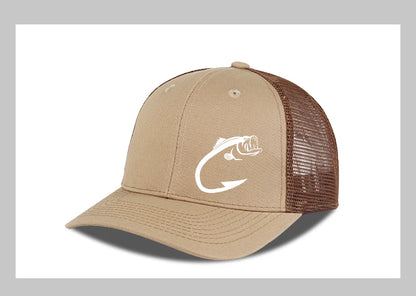 Trucker-Cap mit Bass-Fischhaken-Print, verstellbar, Unisex, Mesh, für Angelfans, Sonnenhut