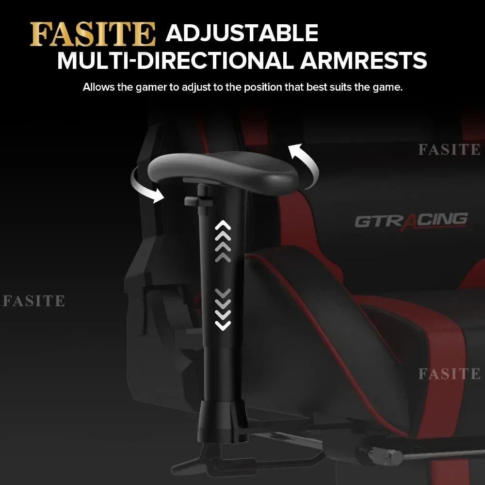 Gaming Chair with Footrest Speakers Video Game Chair Bluetooth Music Heavy Duty Ergonomic Computer Office Desk Chair Red