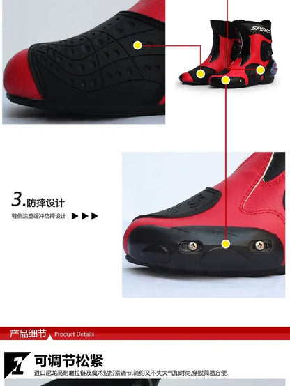 Pro-Biker Premium Motorcycle Racing Shoes for Men & Women - Leather Racing Boots for Speed Biking, Motocross & Off-Road Riding