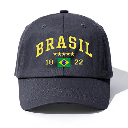 1pc BRASIL Print Baseball Cap for Adults,Minimalist Retro Style Casual Soft Adjustable Dad Hat,Perfect As Gift