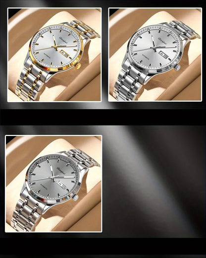 Montre mécanique automatique pour homme Dianpai – Modèle de luxe, affichage luminescent, design classique et épuré, en acier inoxydable, étanche, avec calendrier et indication du jour de la semaine