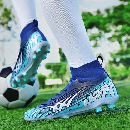 Chaussures de football pour hommes et femmes, chaussures de sport à crampons longs, idéales pour les étudiants, les matchs et l'entraînement.