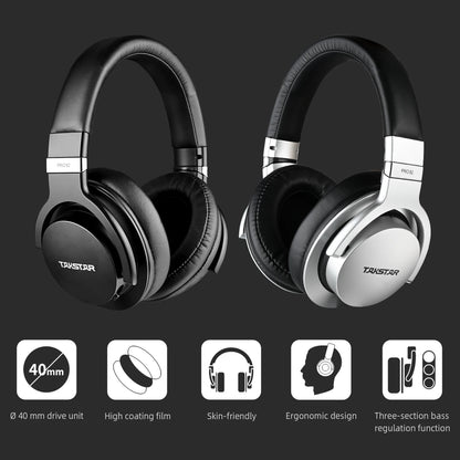 Takstar PRO82 / pro 82 Professional Monitor Headphones HIFI Headset for Stereo PC Recording and Game,Bass Adjustable