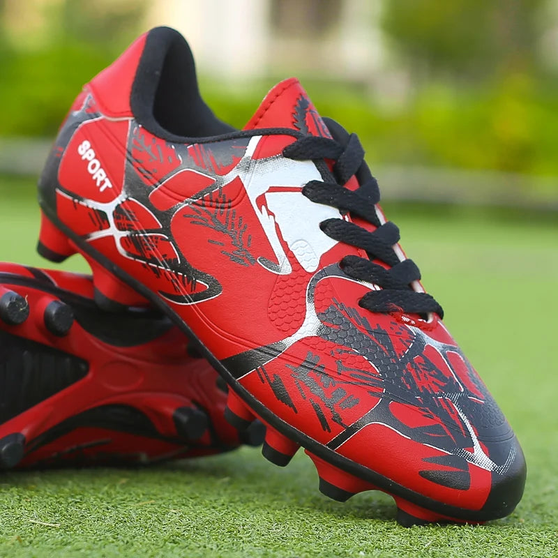 Chaussures de football pour jeunes enfants AG, crampons pour terrain ferme, lacets, antidérapantes, pour garçons et filles, chaussures de football pour adolescents, chaussures d'entraînement professionnelles.