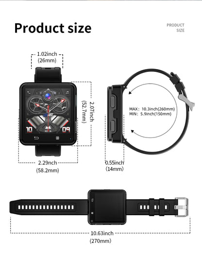Domars Full Netcom Multi-language Smart Watch 2.64-inch Large Screen 1200mAh Large Battery Video Call APP Downloading