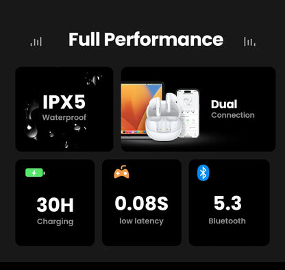 UGREEN ANC Semi-open TWS Adaptive Active Noise Cancelling Earbuds LDAC Hi-Res Audio Wireless Bluetooth Earphones Headphones
