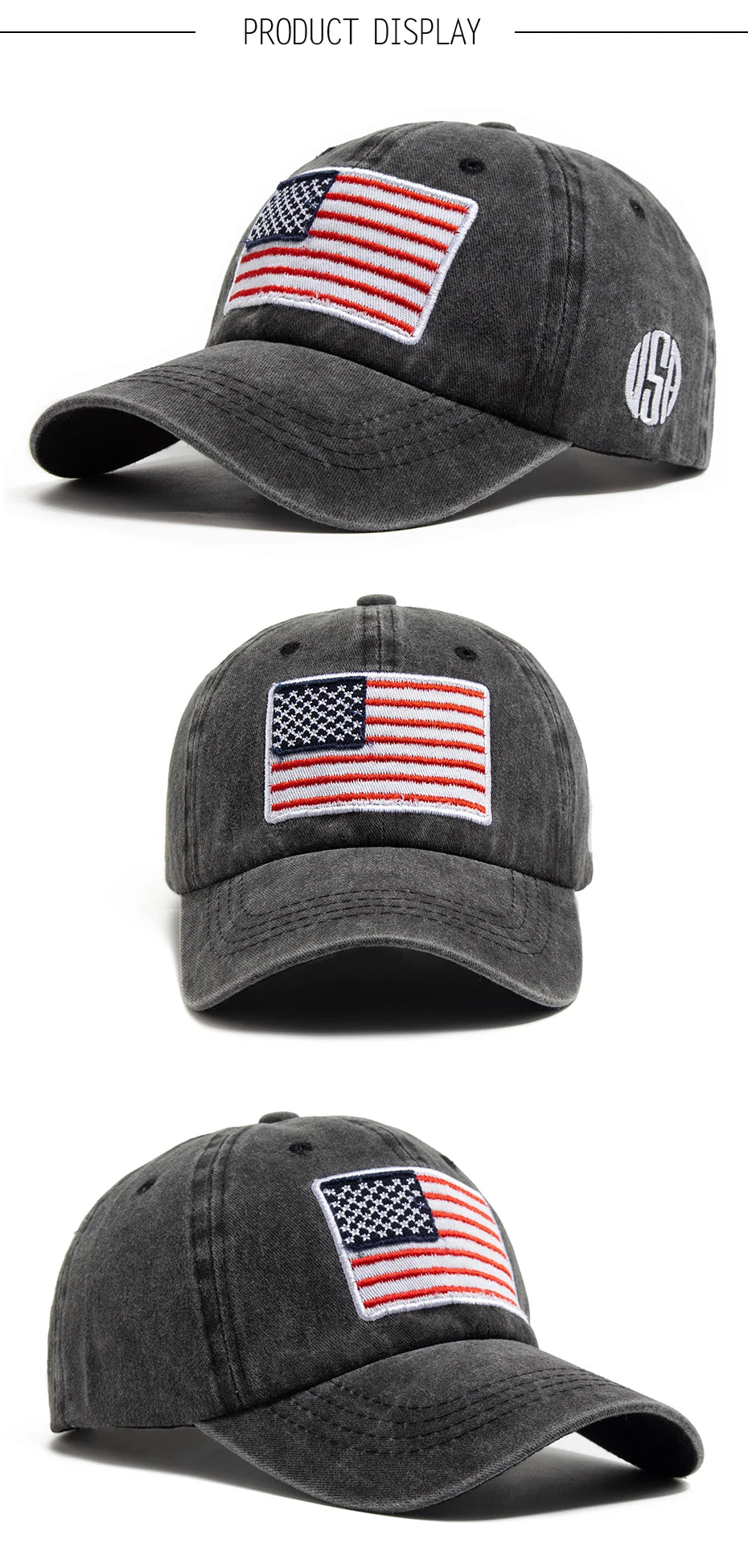 USA-Flagge Herren-Baseballkappe Retro-Stickerei Gewaschene Baumwolle Dad Hats Mode Damen Hip-Hop-Kappen Sommer Outdoor-Sonnenvisier-Hut
