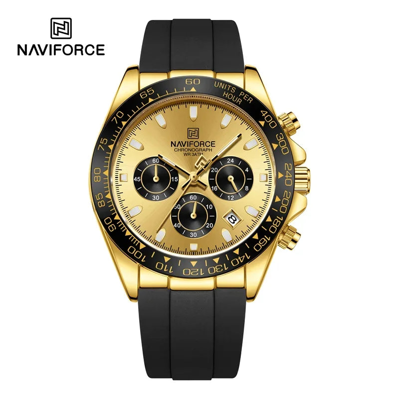 Montre-bracelet pour homme NAVIFORCE 2026 – Style luxe, tendance, décontracté et professionnel – Chronographe étanche avec bracelet en silicone – Idée cadeau