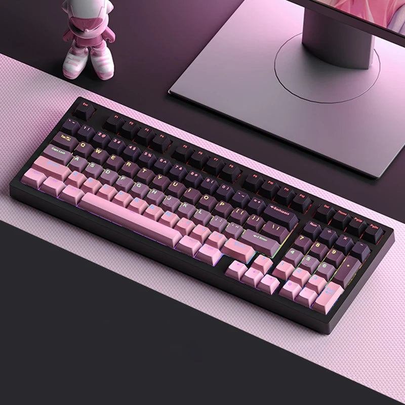 Black Pink Gradient Keycaps For Cherry MX Switch Mechanical Keyboard OEM Profile PBT Keycap Backlit RGB Gamer ISO Layout Key Cap