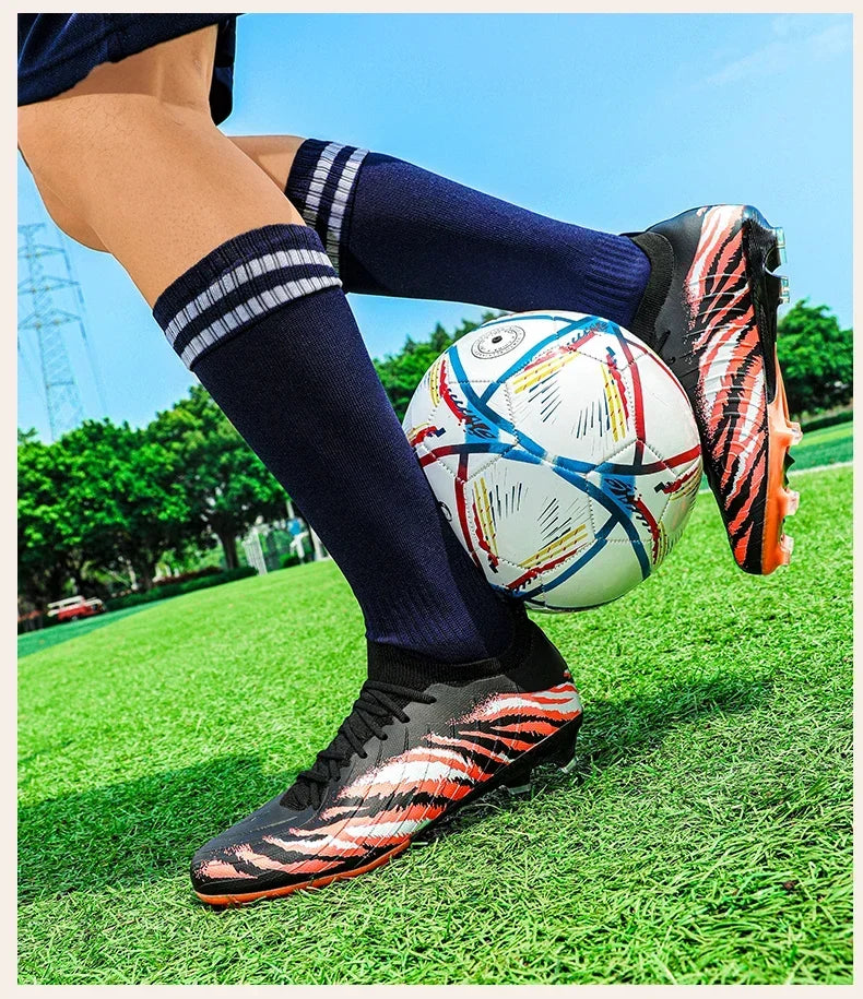 Nuevos zapatos de fútbol unisex para hombre, tacos de fútbol para adultos, ultraligeros, para exterior, deportivos, antideslizantes, cómodos, para césped, de alta calidad