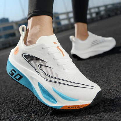Men's Sports Shoes Cushioning Non-Slip Flat Wear Resistant Sneakers Mesh Breathable Platform Soft Running Shoes for Man