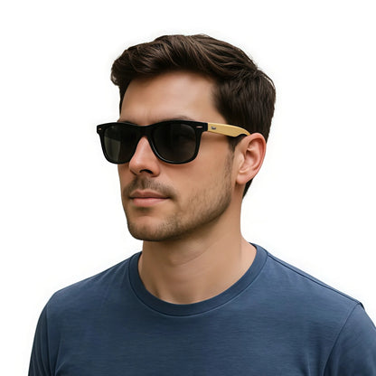 4PCS Bamboo Texture Square Sunglasses UV400, Fashion Unisex Classic - Lightweight for Casual Wear & Holidays