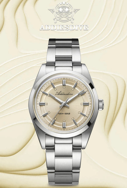 ADDIESDIVE – Reloj analógico de lujo para hombre, movimiento de cuarzo VH31, cristal abombado, resistencia al agua de 10 bares, revestimiento luminiscente BGW9, caja de acero – Modelo personalizable AD2515