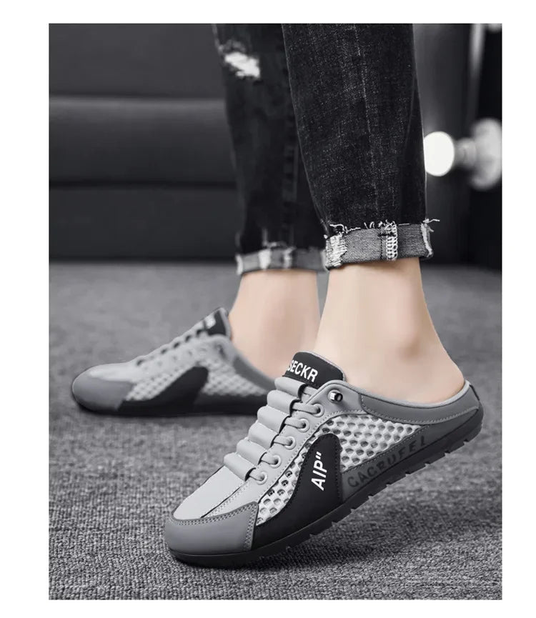 Ανδρικά casual αθλητικά παπούτσια slip-on με κορδόνια, αναπνεύσιμο mesh, unisex, για άνοιξη και φθινόπωρο, χαμηλά, επίπεδα, γρήγορη και εύκολη εφαρμογή