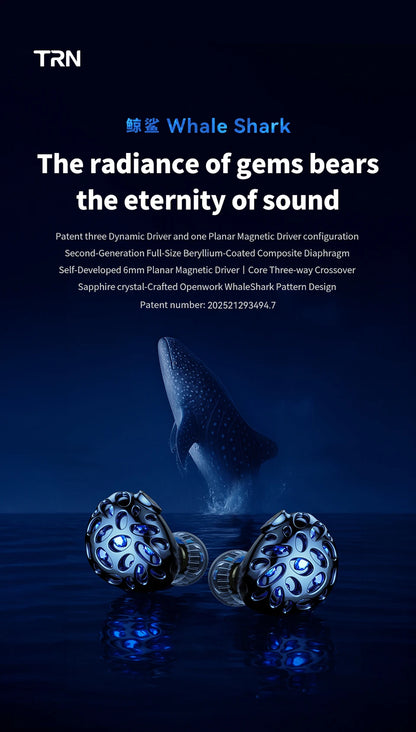 TRN Whale Shark Hybrid Earphones Triple Dynamic + Planar  In-Ear Monitors headphones