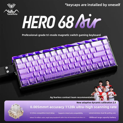 New AULA HERO68 Air 3-mode Magnetic Switch Gaming Mechanical Keyboard E-sport Custom Wired Keyboard Ergonomics Accessories