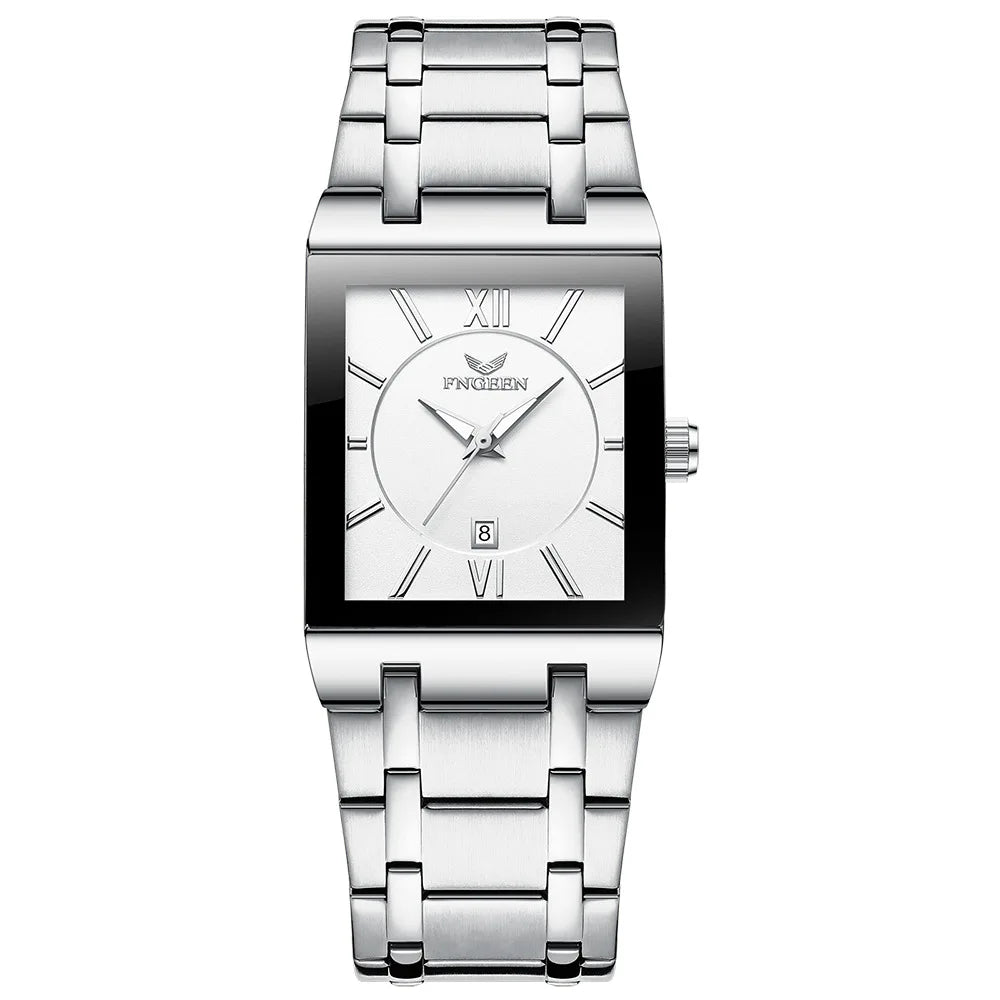 Montre-bracelet de luxe BINBOND à quartz précis pour homme, lumineuse, étanche, date automatique, en acier inoxydable durable, style décontracté.