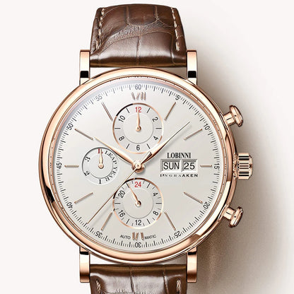 Luxury Brand Switzerland LOBINNI Perpetual Calendar Seagull Automatic Mechanical Men's Watches Sapphire Multi-function L13019-11
