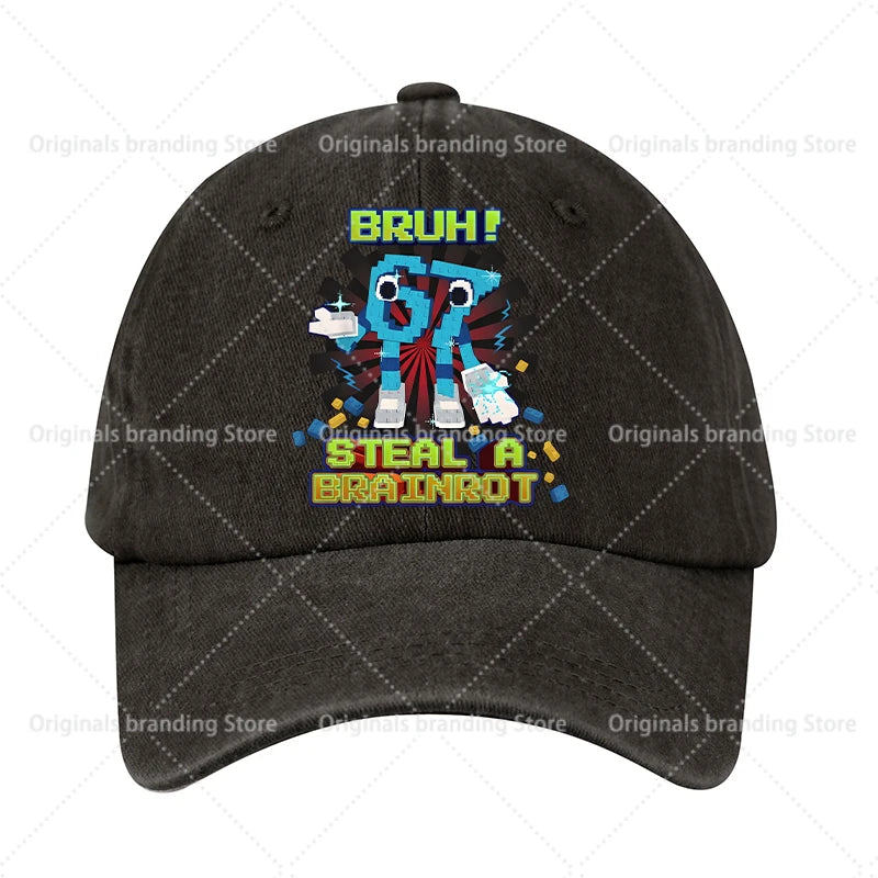 Compre um boné de basebol A Brainrot 67 para crianças, homem e mulher, chapéu de sol, novo, para adultos, desporto ao ar livre, chapéu de sol retro, acessório para a cabeça, presente, vendas em alta