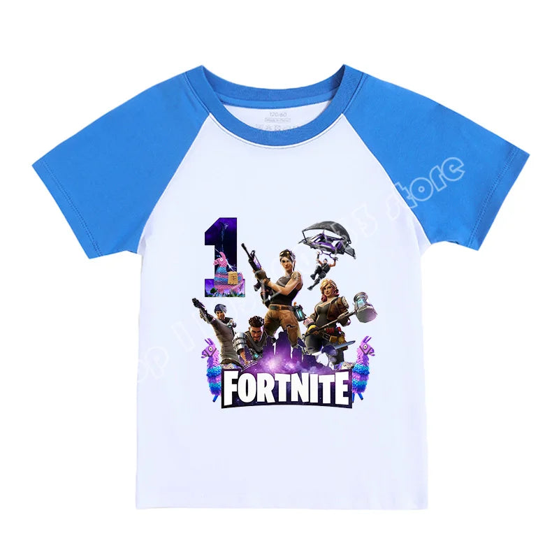 Παιδικό T-Shirt Fortnite με Αριθμούς 0-9, Σχέδιο Cartoon Παιχνιδιού, από Αγνό Βαμβάκι, Κοντομάνικο Casual Αθλητικό Τοπ για Αγόρια και Κορίτσια, Ιδανικό για Δώρο