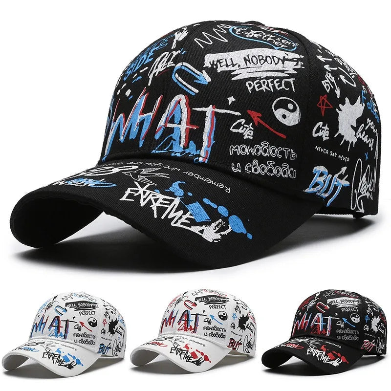 Cappellino da baseball unisex in cotone con graffiti, stampa snapback hip hop alla moda per donna e uomo