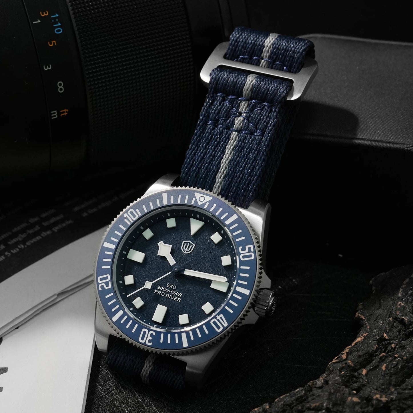 Watchdives EXD V2 40mm Titanium Watch Exchangeable X Design VH31 Sweep Second Movement Quartz Watches Luminous Waterproof 200M