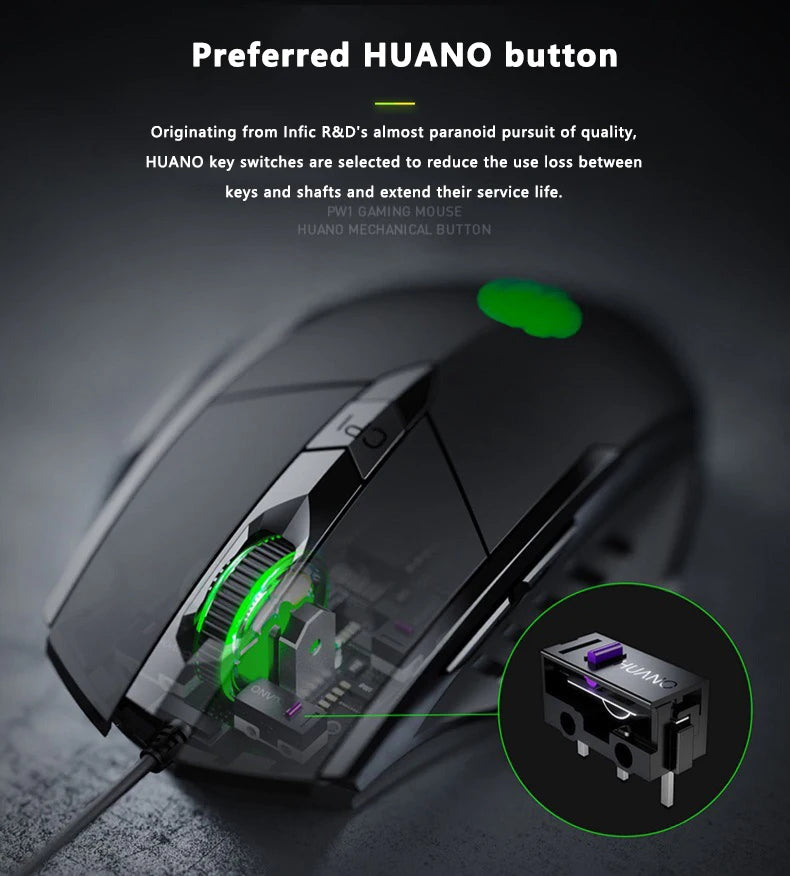 Inphic W1 Wired Mouse Esports Gaming Mouse Macro Programming Definition to Adjust DPI Silent Office Mouse