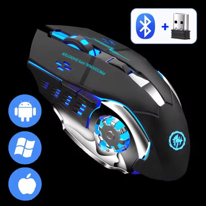 2.4G Bluetooth Wireless Rechargeable Mouse Gaming Mouse For Laptop RGB Backlight E-Sports Mechanical Mouse For PC Computer Gamer