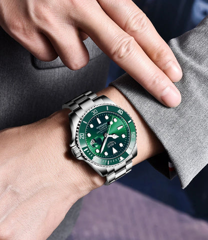 Reloj para hombre LIGE: cronógrafo de cuarzo, resistente al agua, estilo informal y profesional, accesorio de moda de lujo de una gran marca.