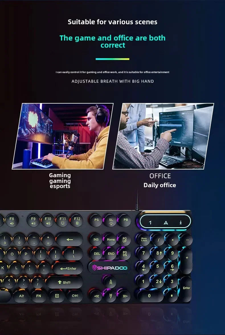 Mechanical Keyboard  Gaming Keyboard  E-sports Game Office Computer Notebook Desktop Steampunk English USB for Gaming