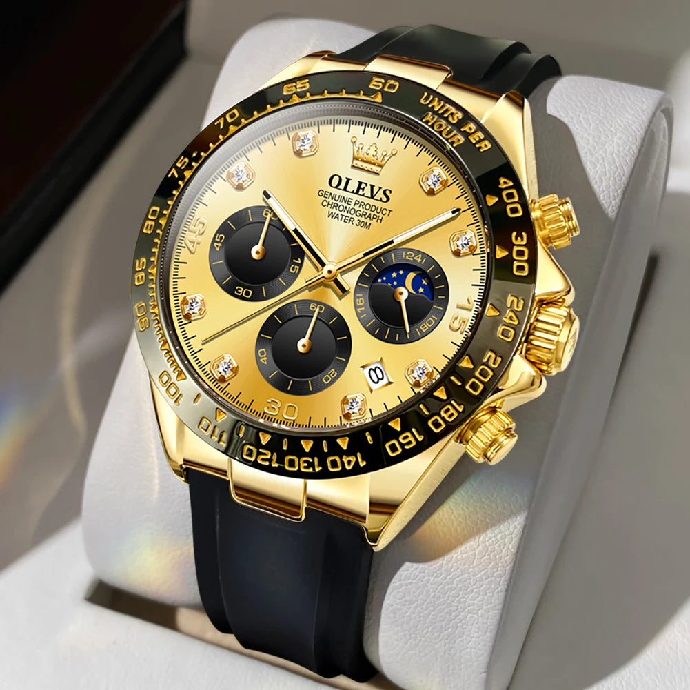 Reloj para hombre OLEVS: reloj de cuarzo de lujo, resistente al agua y luminiscente, con cronógrafo y indicador de fecha. Reloj deportivo para hombre de una gran marca.