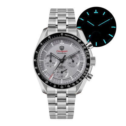 Watchdives WD1863 39mm VK63 Chronograph Watch Vintage Stainless Steel Sapphire OTF Clasp Waterproof Luminous Watches for Men