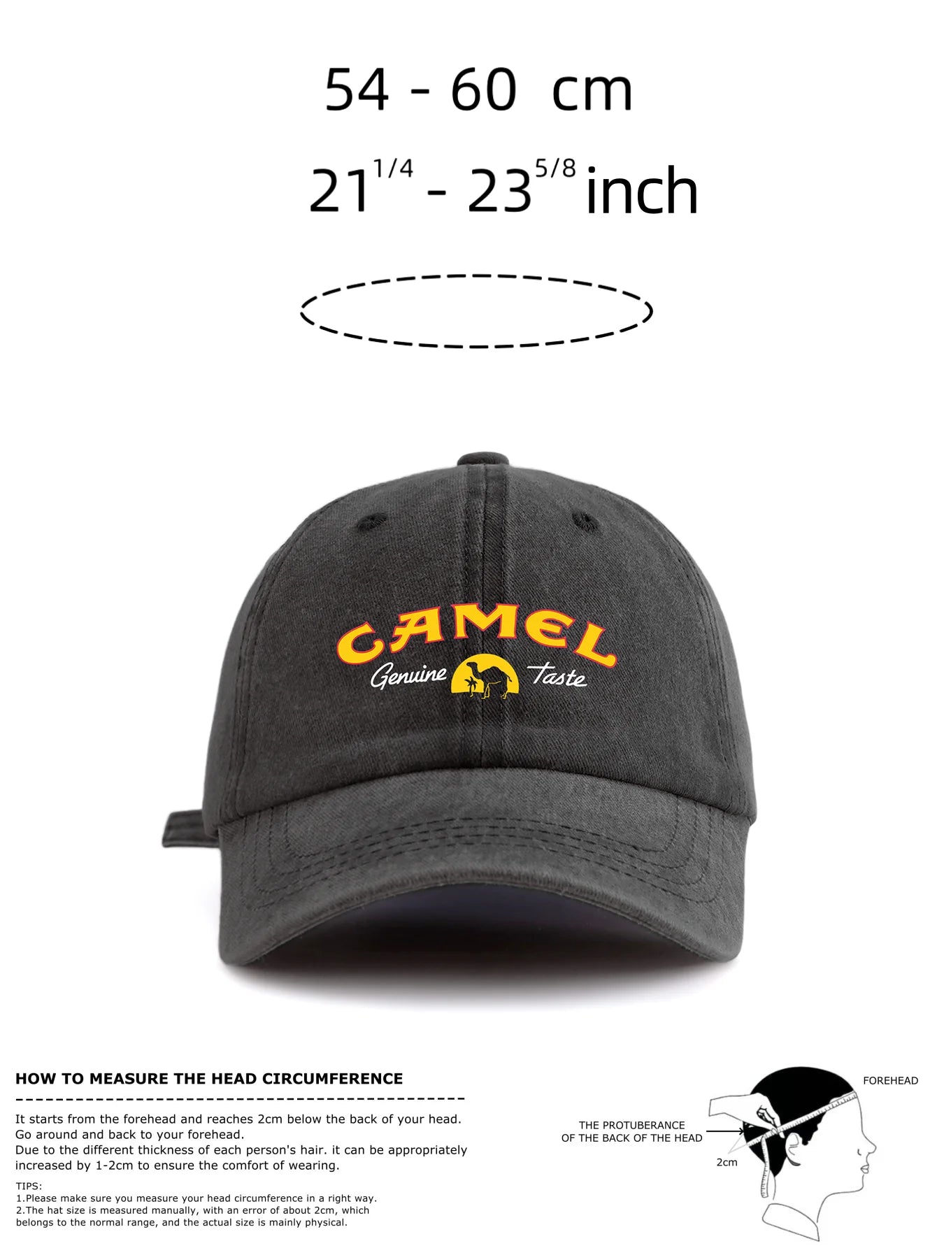 1pc CAMEL Print Washed Baseball Cap for Adults,Minimalist Retro Style Casual Soft Adjustable Dad Hat,Perfect As Gift