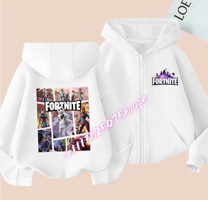 Giacca outdoor per bambini Cartoon FORTNITED per bambina e bambino, felpa cappotto, giacca a vento leggera di alta qualità, giacca autunnale con zip, abbigliamento top
