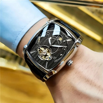 [Luxusní mechanické hodinky s tourbillonem] Lehké luxusní mechanické hodinky s tourbillonem pro muže – špičkový plně automatický model v módním „skeletovém“ stylu, ideální k profesionálnímu oblečení o