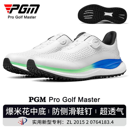 PGM Golf Men’s Sports Sneakers Super Soft Popcorn Midsole Knob Lace Anti-Slip Breathable Golf Shoes