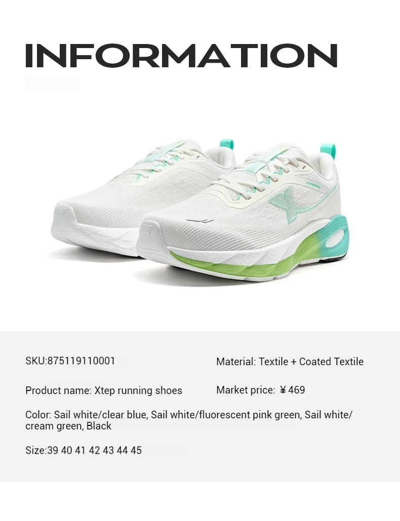 Xtep Lingbu 2.0 Running Shoes Male 2025 Spring ACE Support Feather Foam Sports Shoes  Stability Advanced Sneakers 875119110001