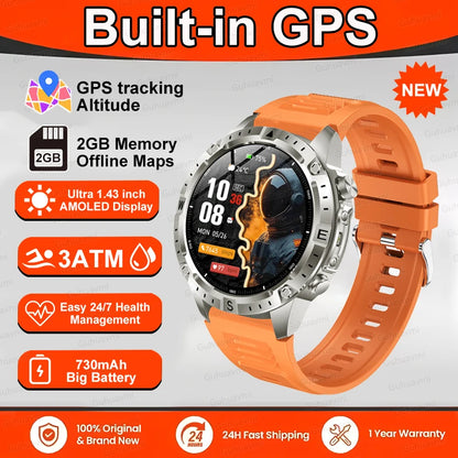 Smart Watch Men GPS Track High End watch Swim Waterproof Watches six axis sensor Sports 2GB Memory GPS Map Compass Smartwatch