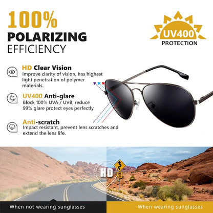 LIOUMO Hochwertige Piloten-Sonnenbrille für Herren, polarisierte Autofahrerbrille für Damen, modische Pilotenbrille, blendfreie Sonnenbrille für Herren
