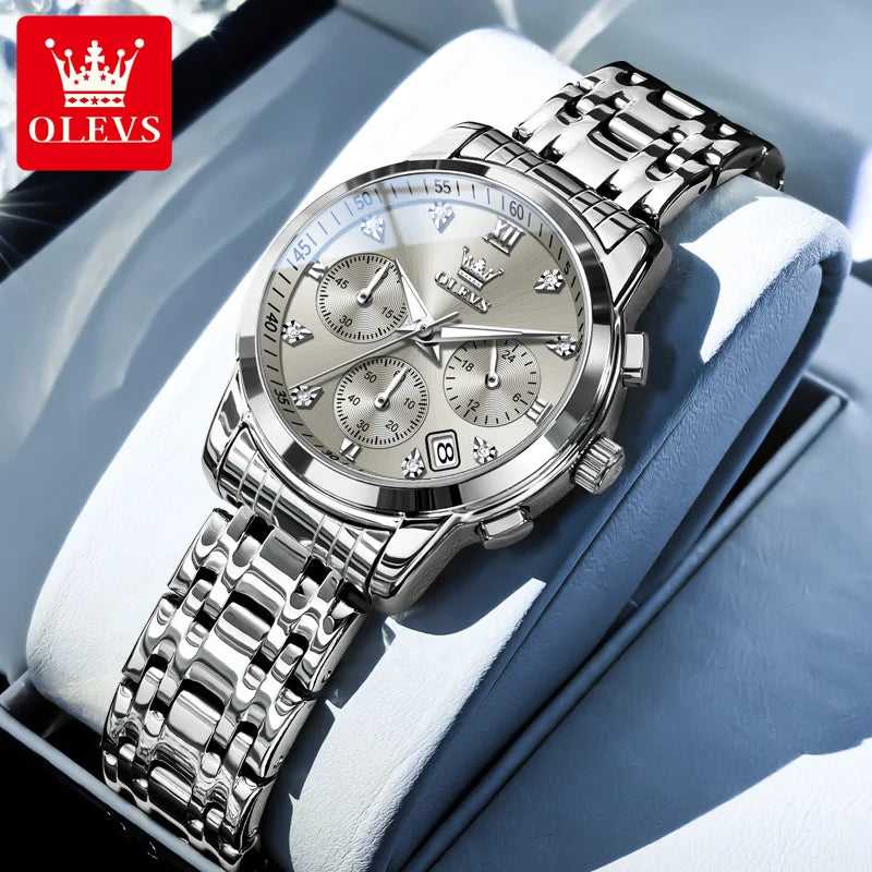 OLEVS 2858 Women Watch Luxury Brand Quartz Watch Waterproof Luminous Date Chronograph Women Bracelet Dress Diamond Watch Reloj